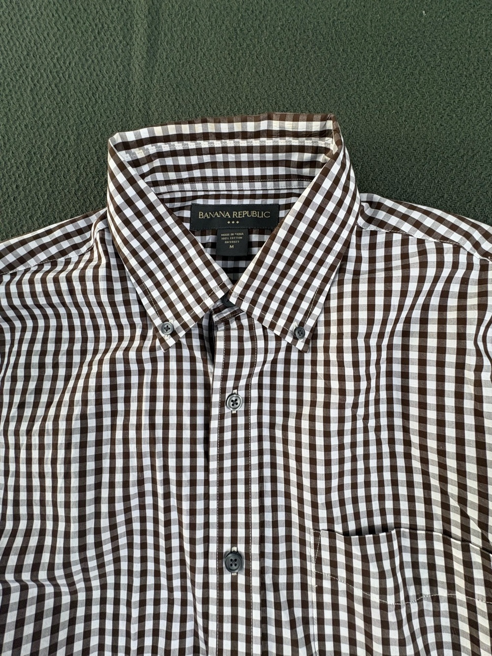 Banana Republic Brown and White Gingham Button-Down Shirt